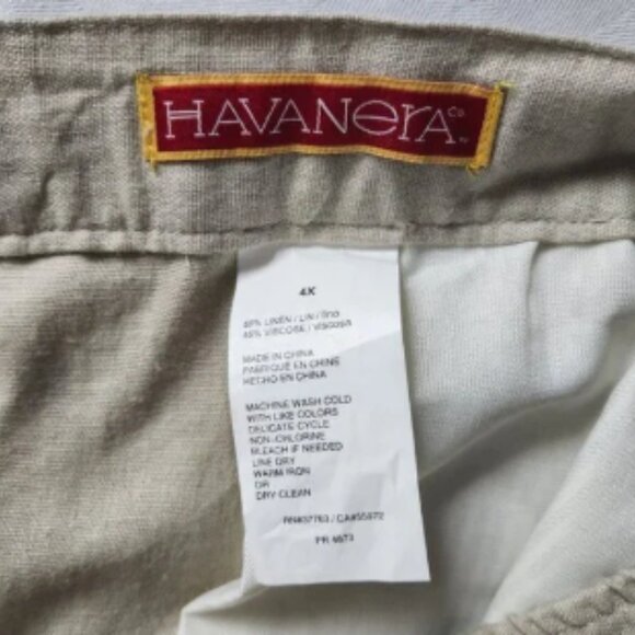 Havanera Drawstring Linen Blend Pants Womens 4XL Ivory Wide Leg Baggy New NWT - Picture 5 of 5